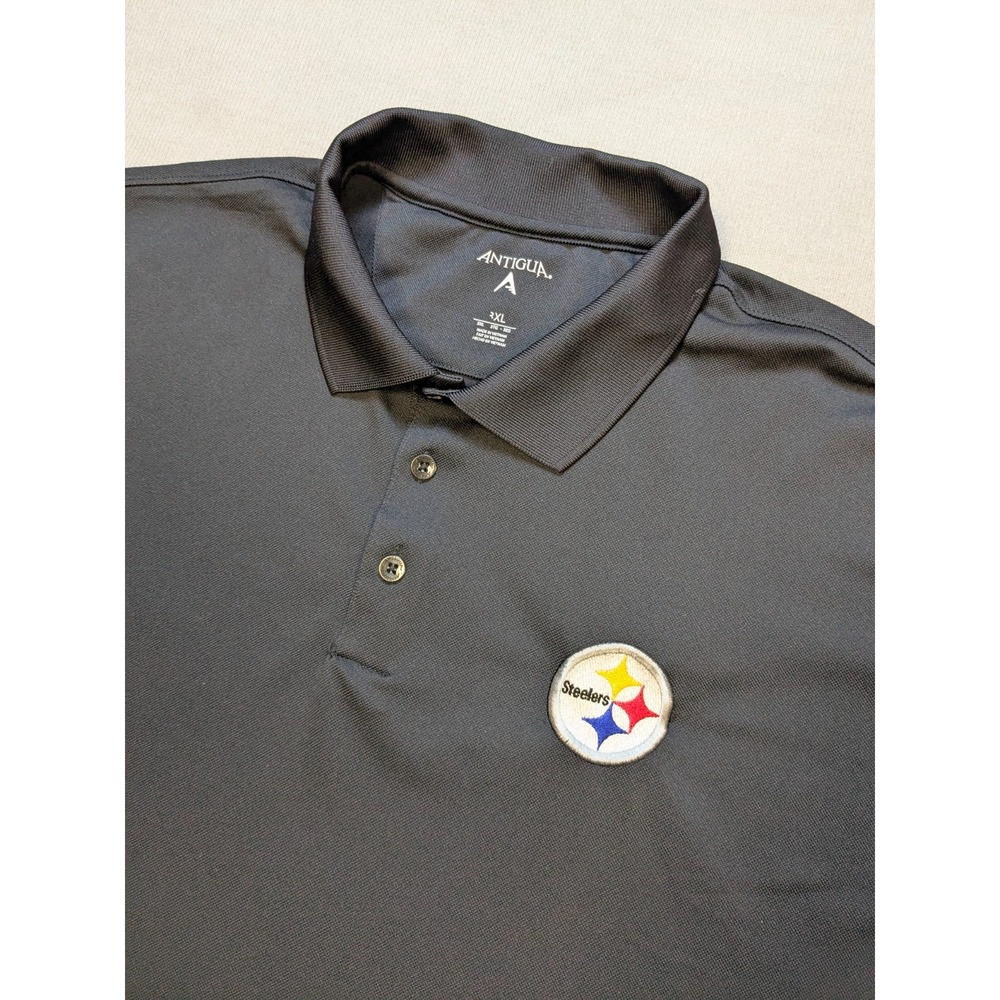 Pittsburgh Steelers Shirt Mens 3XL Black Polo Performance NFL Football Antigua